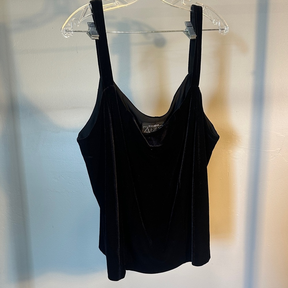 Alex Evenings Black Velvet Camisole Top